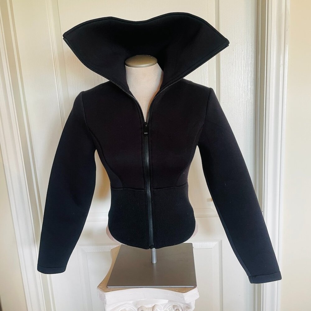 Zara Scuba Black Fitted Neoprene -Effect Jacket